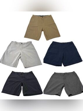 Men's Shorts Lot Bundle of 5 - Size 34 Chino Flat-Front Casual Summer